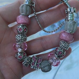 NEW Salvano Pink Butterfly 🦋 Crystal Charm Bracelet 7.5